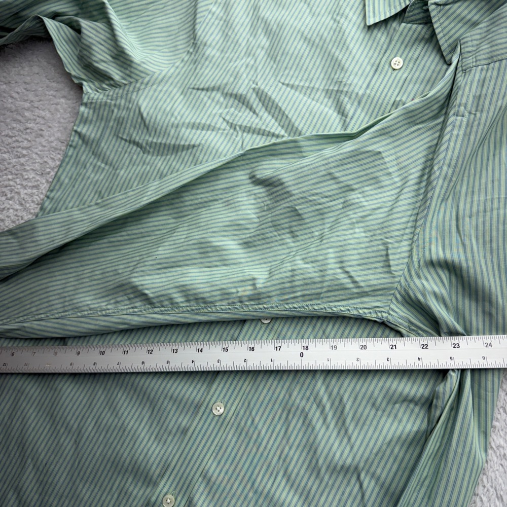Lacoste Mens Regular Fit Striped Button Down Shirt Green Blue Cotton Size 42 L - Picture 6 of 9